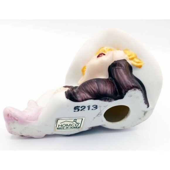 Homco Pixie Elf Figurine With Pink Hat Boots Lying Down Vintage 2.5 Inches 5213 - Picture 8 of 10